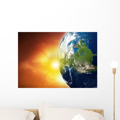 Outer Space Wall Mural shown on a wall