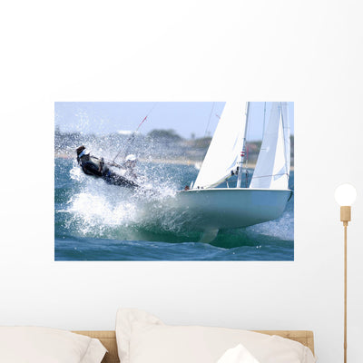 Sailing Woman 01 Wall Mural shown on a wall
