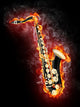 Saxophone in Flame Wall Mural