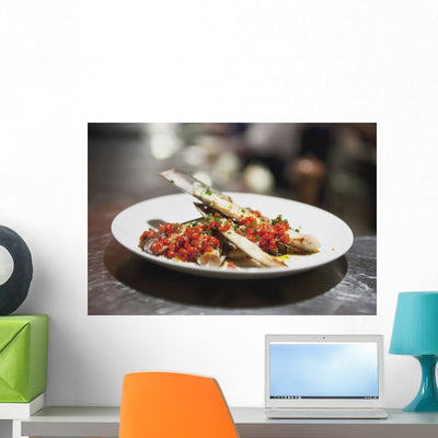 Razor Clams Plate Restaurant Wall Mural shown on a wall