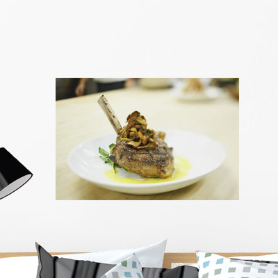 Lamb Chop Plate Restaurant Wall Mural shown on a wall