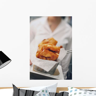 Fried Food Restaurant Wall Mural shown on a wall
