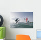 Kitesurfer and windsurfer along the coast Wall Mural