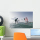 Kitesurfer and windsurfer along the coast Wall Mural