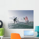 Kitesurfer and windsurfer along the coast Wall Mural