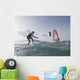 Kitesurfer and windsurfer along the coast Wall Mural