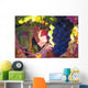 Spain, Ripe red grape in vineyard Wall Mural