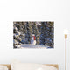 Snowman Wearing A Red Scarf And Black Top Hat Standing Wall Mural