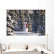Snowman Wearing A Red Scarf And Black Top Hat Standing Wall Mural