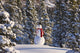 Snowman Wearing A Red Scarf And Black Top Hat Standing Wall Mural