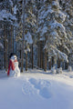 Snowman And Freshly Made Snowman Snow Angel Wall Mural