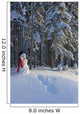 Snowman And Freshly Made Snowman Snow Angel Wall Mural
