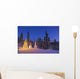 Two Snowmen Exchanging Gifts Standing Next To A Christmas Tree Wall Mural