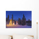 Two Snowmen Exchanging Gifts Standing Next To A Christmas Tree Wall Mural