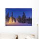 Two Snowmen Exchanging Gifts Standing Next To A Christmas Tree Wall Mural