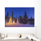 Two Snowmen Exchanging Gifts Standing Next To A Christmas Tree Wall Mural