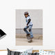 child skateboarding with helmet, knee pads and elbow protection Wall Mural