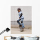 child skateboarding with helmet, knee pads and elbow protection Wall Mural