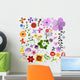 Big collection flowers and  butterflies Wall Mural