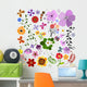 Big collection flowers and  butterflies Wall Mural