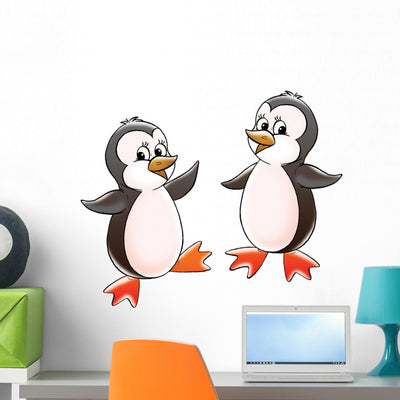Penguins Wall Decal shown on a wall