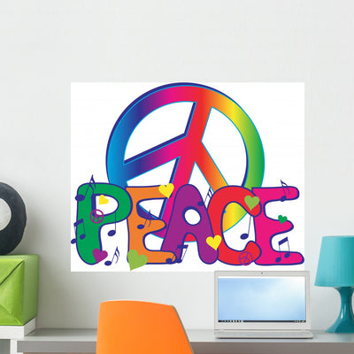 Peace Sign Wall Decal shown on a wall
