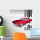 Old American Muscle Car Vector Background Wall Mural