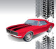Old American Muscle Car Vector Background Wall Mural