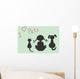 Silhouettes of sitting cat, dog and little girl Wall Mural