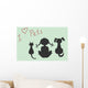 Silhouettes of sitting cat, dog and little girl Wall Mural