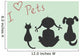 Silhouettes of sitting cat, dog and little girl Wall Mural