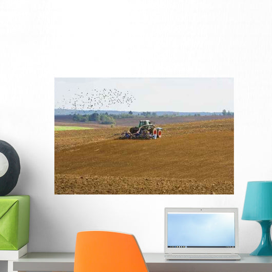 Agricultural Tractor Cultivating Farmland Wall Decal