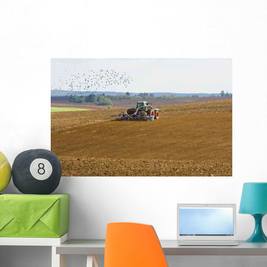 Agricultural Tractor Cultivating Farmland Wall Decal