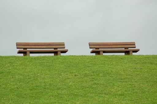 Grassy Hill and Benches Wall Decal
