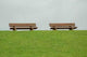 Grassy Hill and Benches Wall Decal