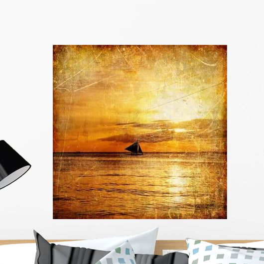 Tropical Sunset Retro Styled Wall Decal