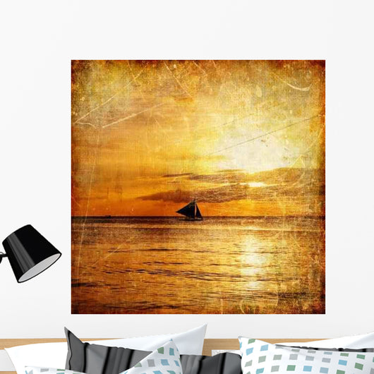 Tropical Sunset Retro Styled Wall Decal