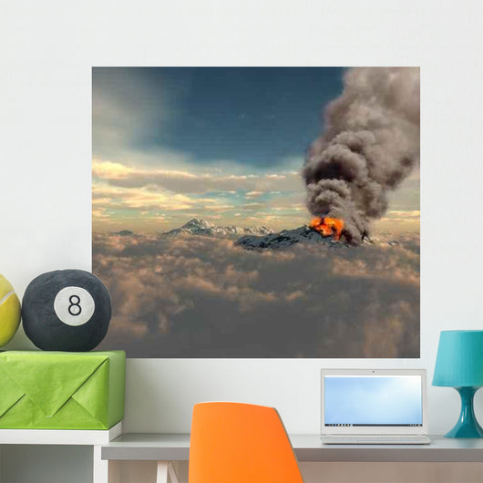 Erupting Volcano Wall Decal