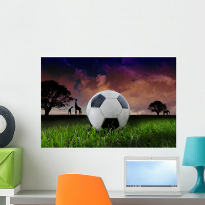 African Soccer Wall Mural shown on a wall