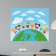 Cartoon Earth with Kids Wall Mural