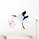 Stork and Baby Wall Decal