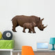 Rhino With Calf Isolated on White Wall Decal