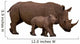 Rhino With Calf Isolated on White Wall Decal