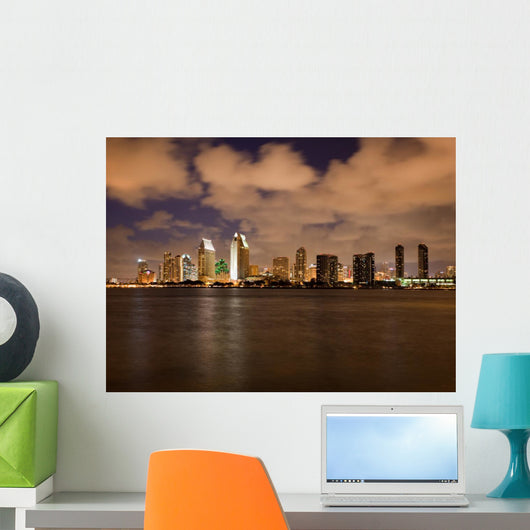 Orange clouds reflect light from San Diego Skyline Wall Mural