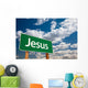 Jesus Green Road Sign Wall Mural