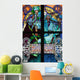 Stained galss window in St Vitus Cathedral designed by Alfons Mucha Wall Mural