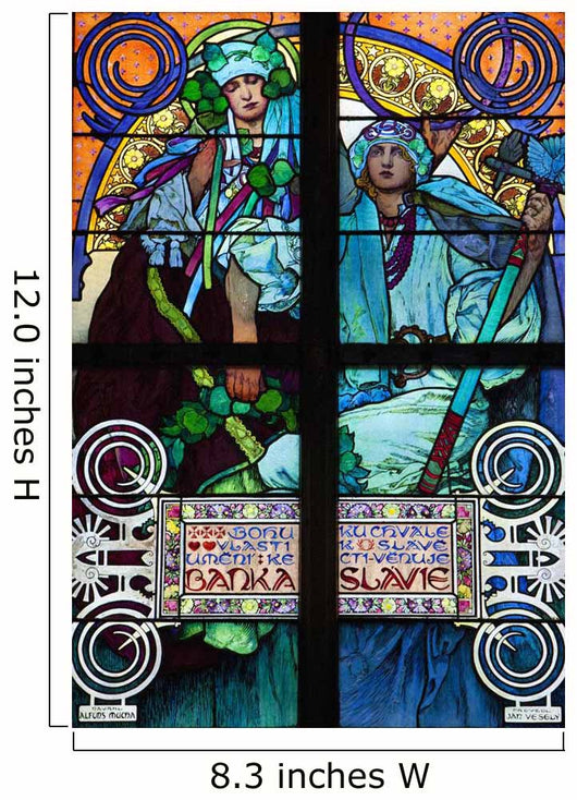 Stained galss window in St Vitus Cathedral designed by Alfons Mucha Wall Mural
