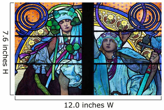 Stained galss window in St Vitus Cathedral designed by Alfons Mucha Wall Mural