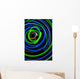 Silhouette of woman spinning hula-hoop lit with LEDs in field at night Wall Mural