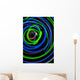 Silhouette of woman spinning hula-hoop lit with LEDs in field at night Wall Mural